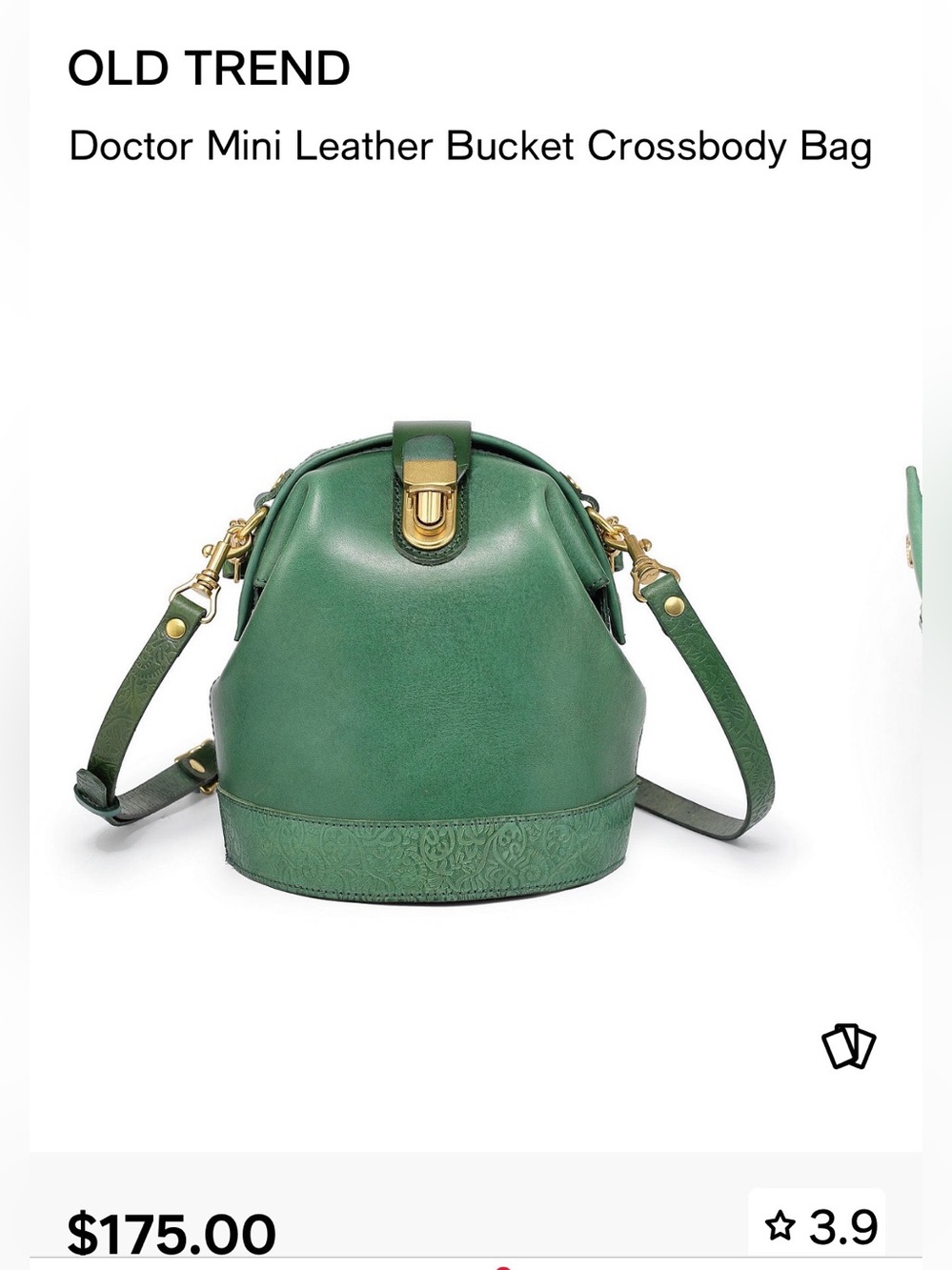 OLD TREND Green Leather Convertible Bucket Bag with Gold Hardware